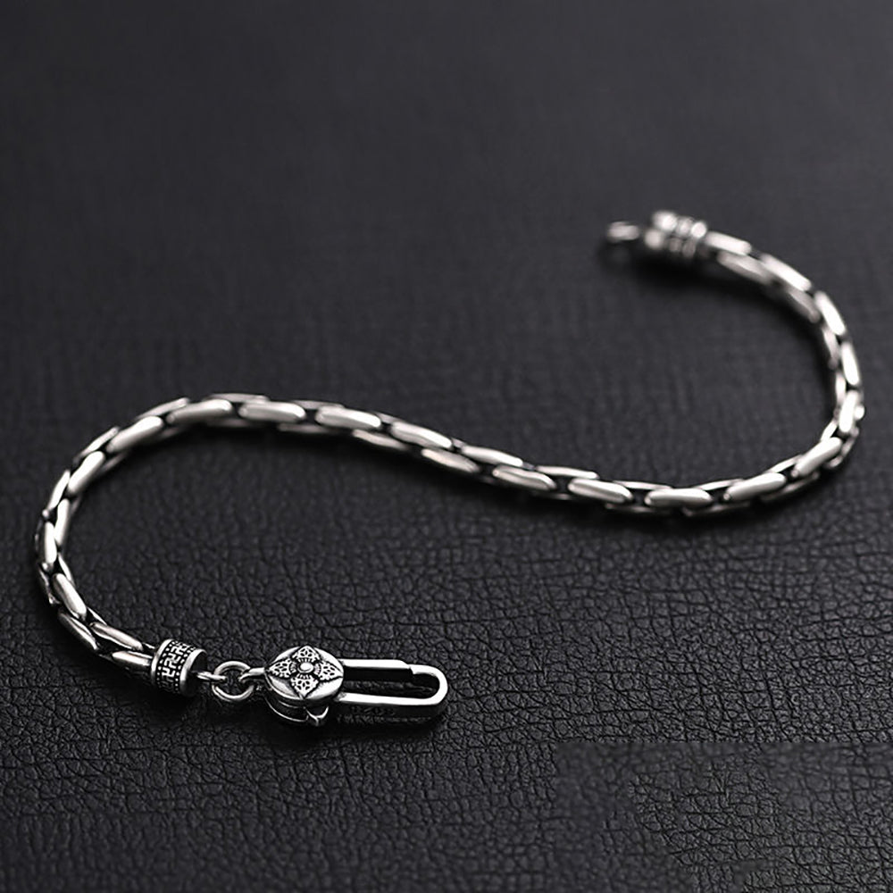 Pulseira masculina stilo banhado a prata